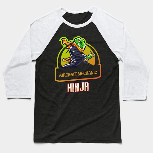 Aircraft Mechanic Ninja Baseball T-Shirt by ArtDesignDE